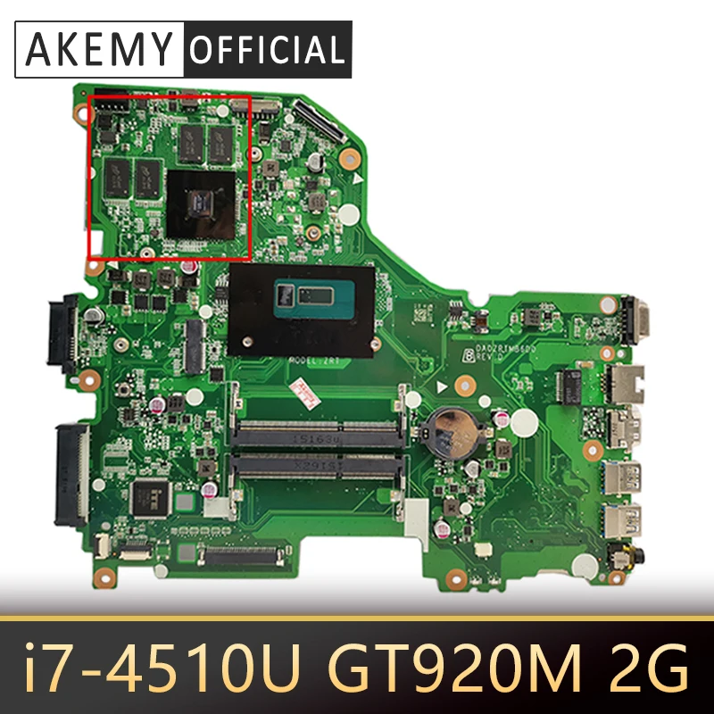 

DA0ZRTMB6D0 материнская плата для ноутбука ACER E5-573 E5-573G Материнская плата ноутбука Процессор i7 4510U GT920M 2G DDR3 Тесты ок материнская плата