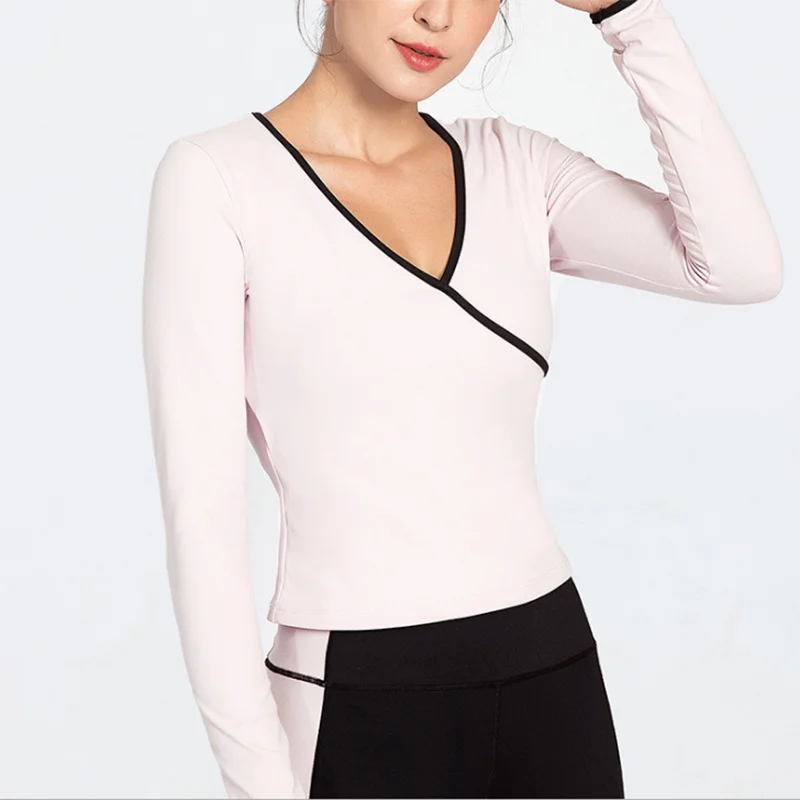 

New type hollow-out beauty back shockproof collection high elasticity fitness long sleeve yoga top with chest pad Yoga tops