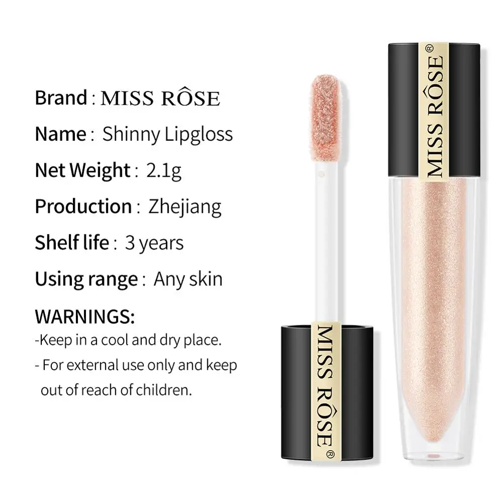 MISS ROSE Lip Gloss Pearl Waterproof Nude Red Sexy Beauty Glaze Liquid Tint Moisturizer Brighten LipStick Makeup Cosmetic |