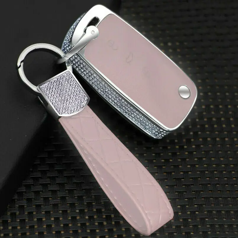 Блестящий бриллиантовый брелок Стразы для автомобильного ключа чехол с кожаным