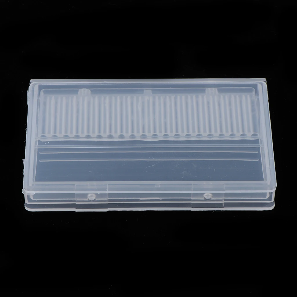 

20 Holes Manicure Drill Bit Storage Display Box Organizer Clear Plastic Case
