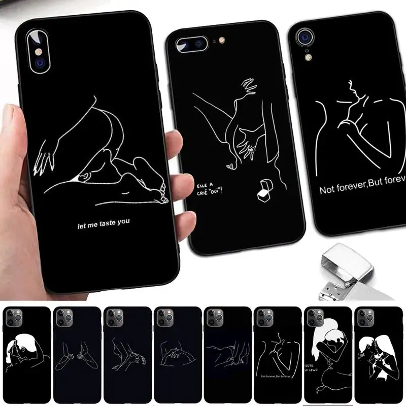 

FHNBLJ Black Sexy Lover Harajuku Aesthetics Phone Case for iPhone 8 7 6 6S Plus X 5S SE 2020 XR 11 12 pro XS MAX