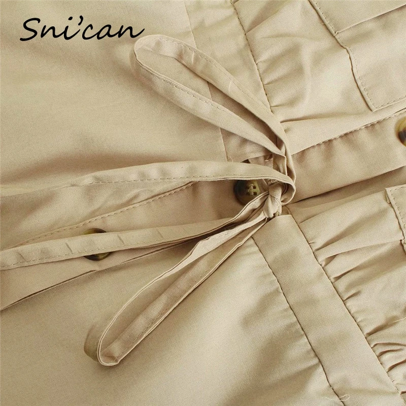 

Solid Cargo Pants Jumpsuit With Pockets Summer Fashion Casual Buttons Draw String Rompers Za Woman 2021 Playsuit Overall Outwear