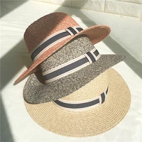 summer women fedora panama hat fashion flat brim vintage grey spring classic unisex fedoras straw hats