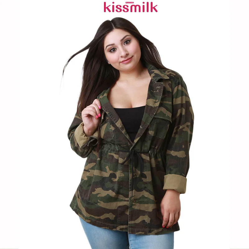 Женское камуфляжное пальто Kissmilk Повседневная Свободная одежда большого размера