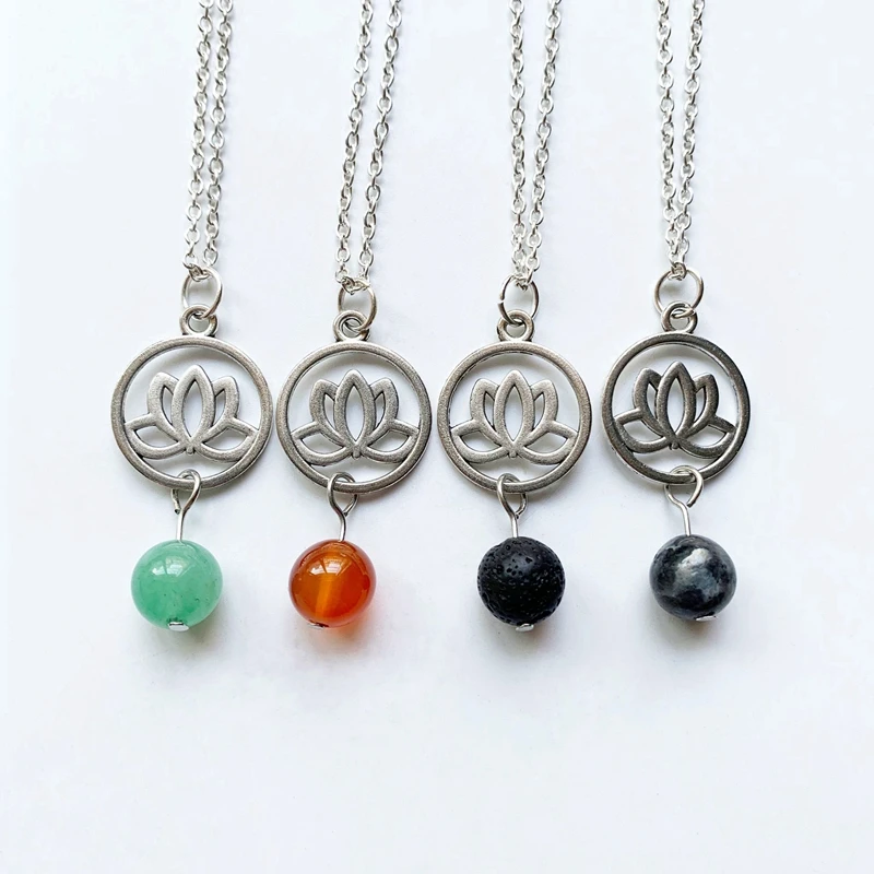 Металлическая подвеска ввиде цветка лотоса ожерелье натуральные целебные