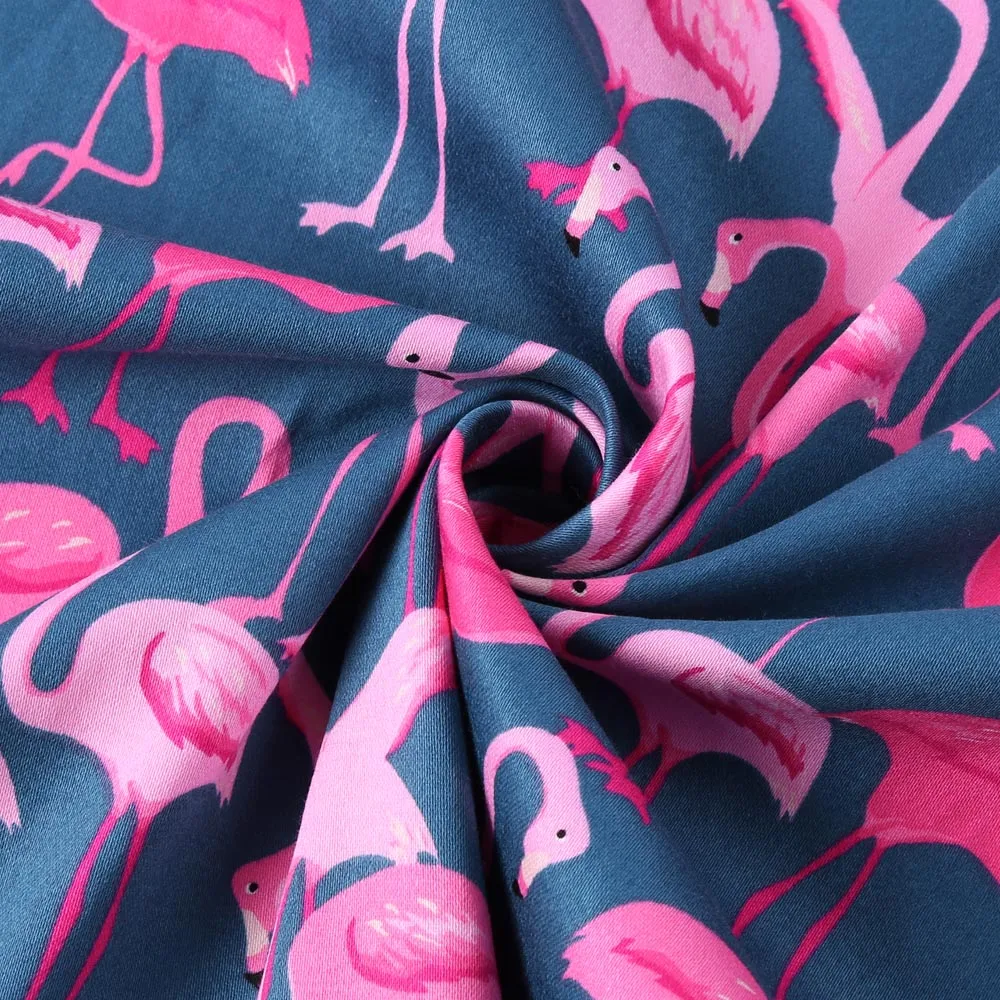 Юбка женская трапециевидная с принтом фламинго хлопковая винтажная широкая юбка