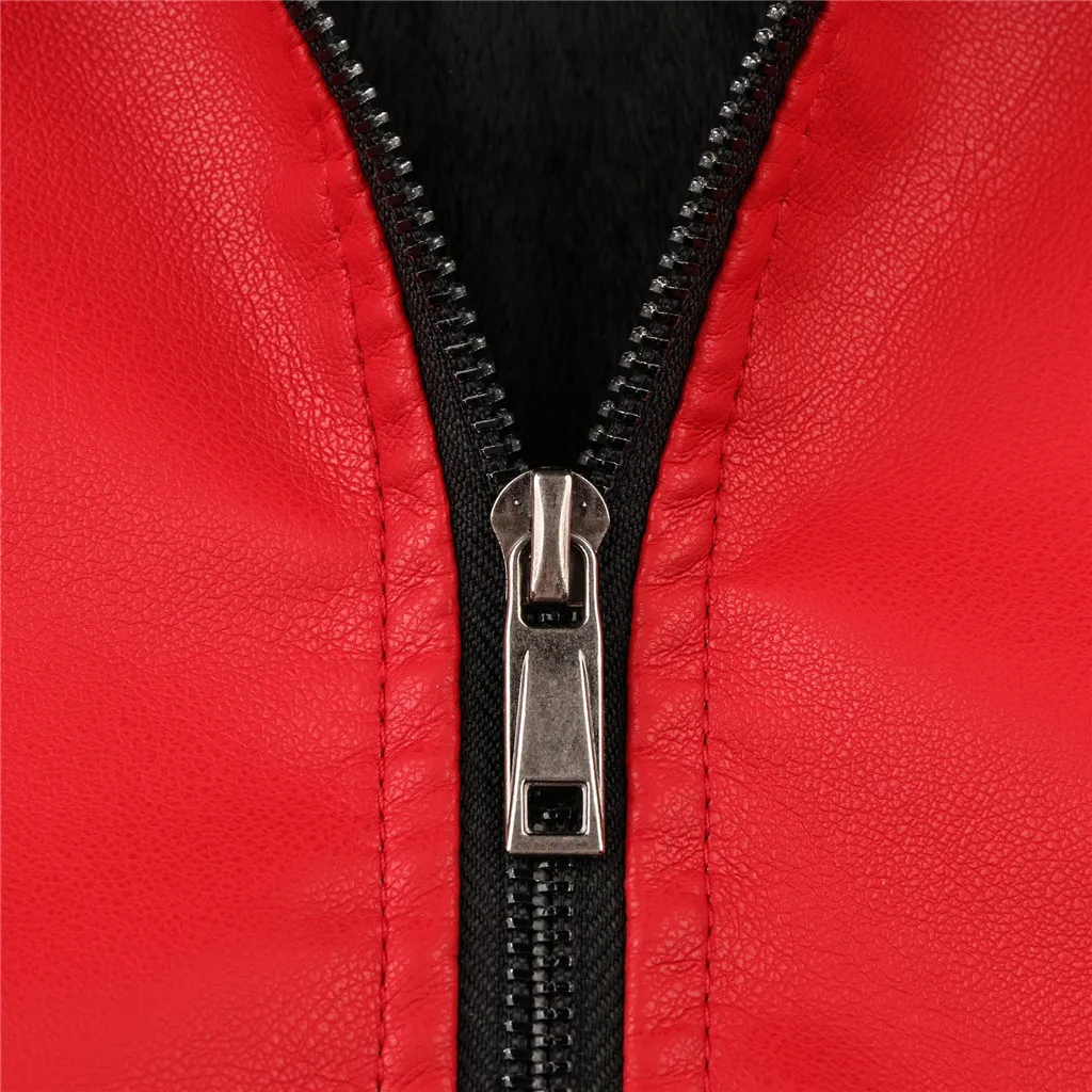 Мужская кожаная куртка на молнии красная водонепроницаемая мотоциклетная из