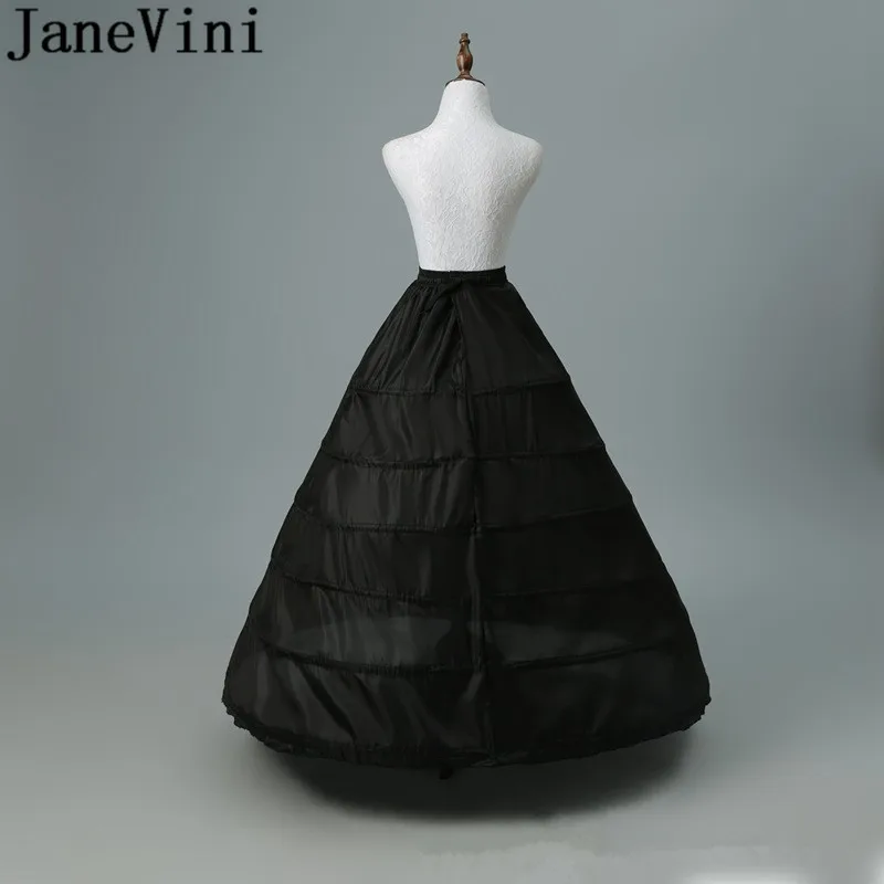 JaneVini 2019 Big Petticoat 6 Hoops Ball Gown Black Crinoline White Women Wedding Dress Underskirts Bride Underwear | Свадьбы и