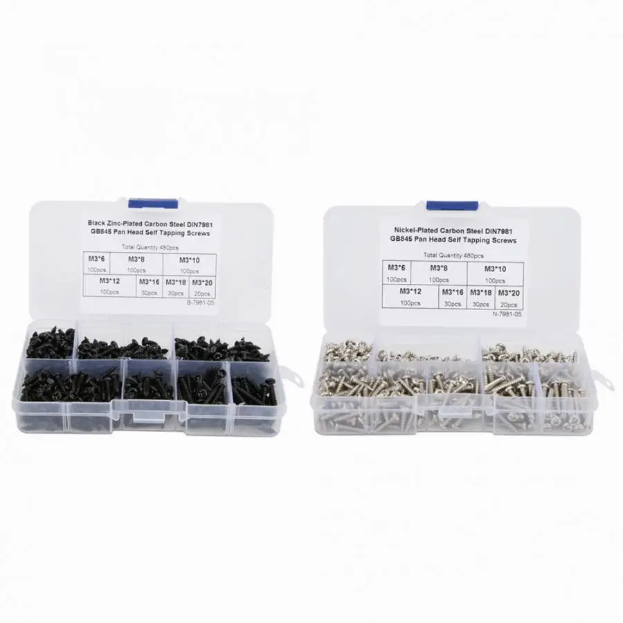 480 шт саморезы с круглой головкой из углеродистой стали фитинги M3