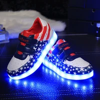 size 25 35 children glowing shoes colorful star boys girls sport running usb charge kid led luminous sneakers