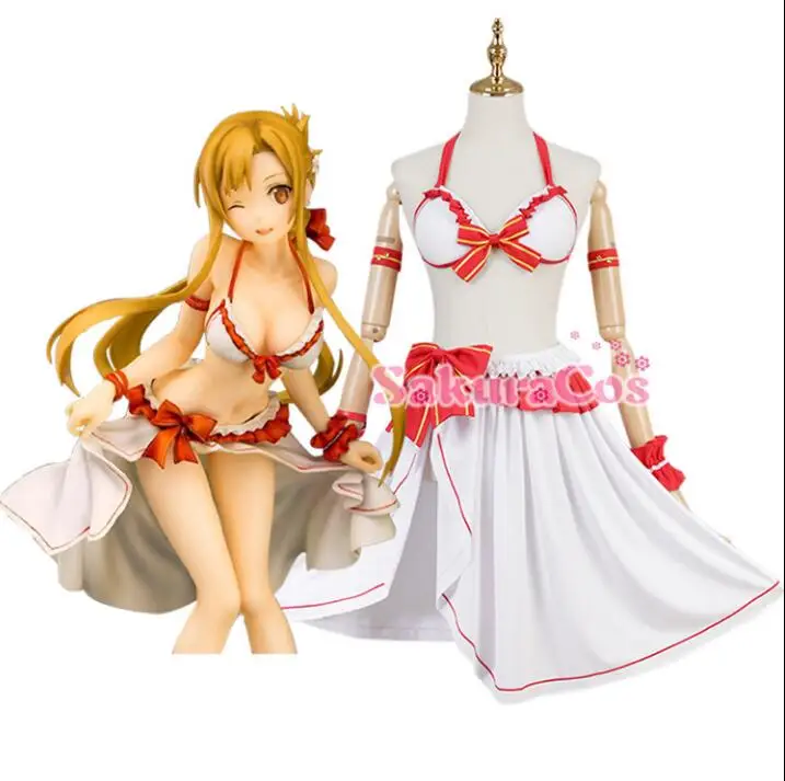 Японский Sword Art Online САО Юки Асуна женский костюм для косплея купальники|Костюмы