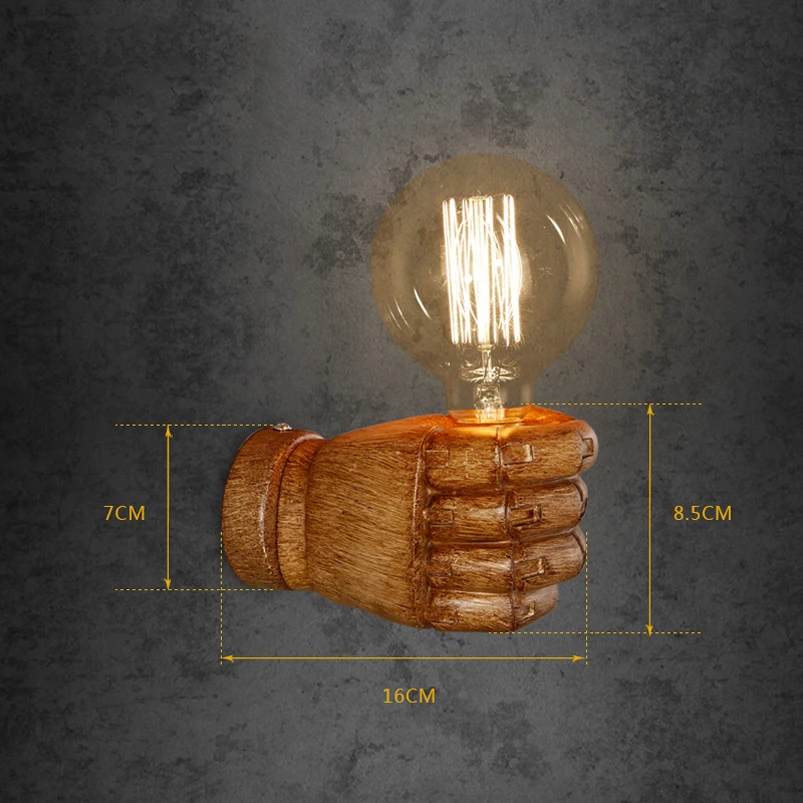 

Art resin fist wall lamp retro loft cafe restaurant bar club lamp pub office study balcony aisle corridor bedside room light bra