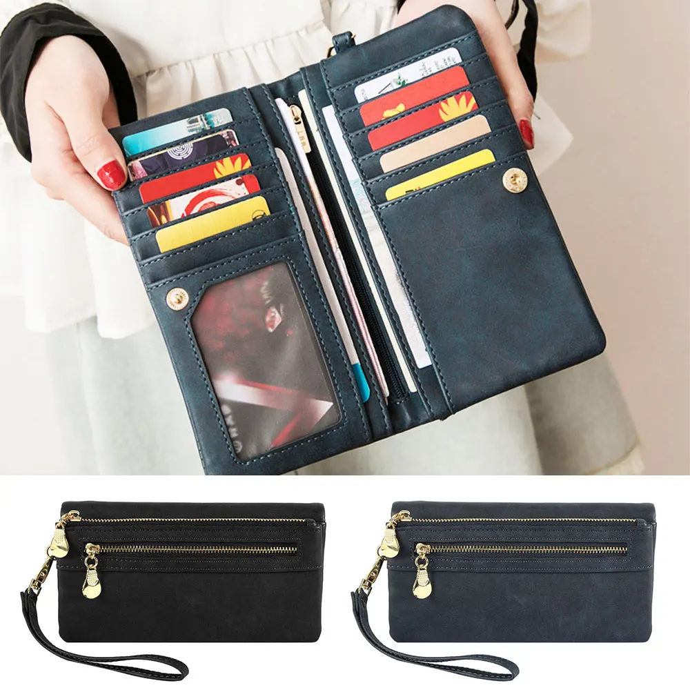 Высокая емкость Модные женские кошельки длинный тусклый лак PU кожаный кошелек