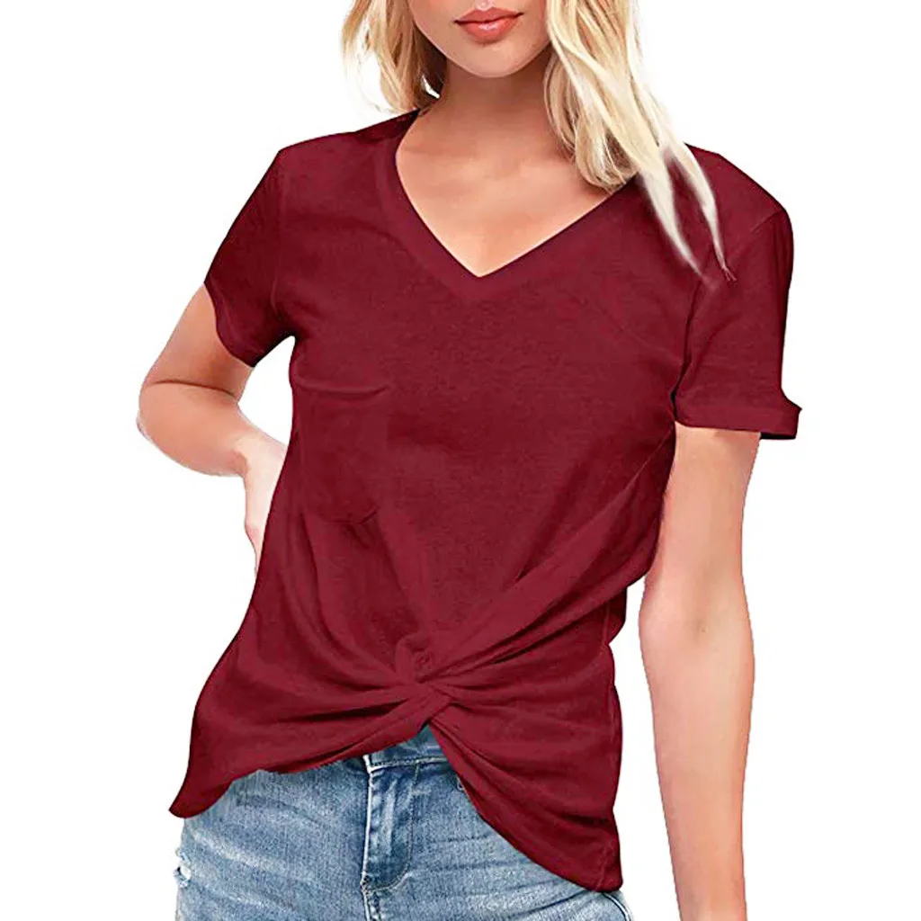 Женская блузка с перекрестными узорами летняя повседневная однотонная туника