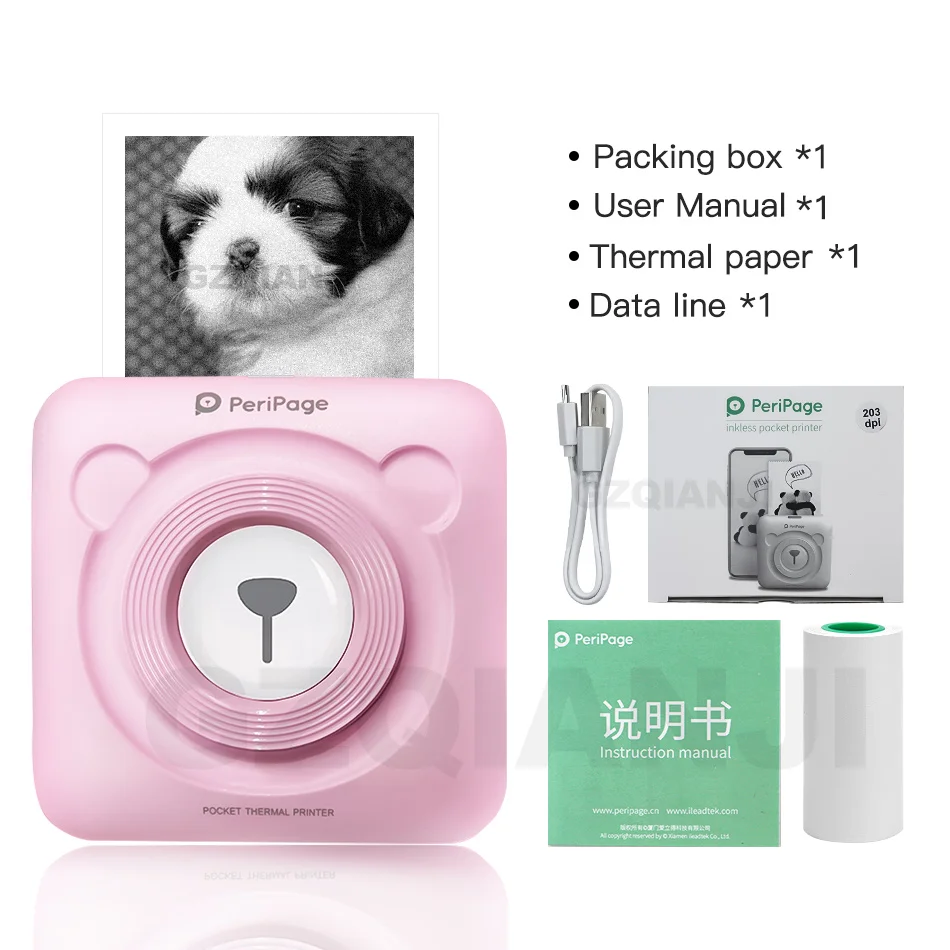 1 Pink PeriPage Мини Портативный Термопринтер Бумага Фото Карманный Термопринтер 58 мм Печать Беспроводная Связь Bluetooth Android Принтеры iOS - Цвет: 1 Pink