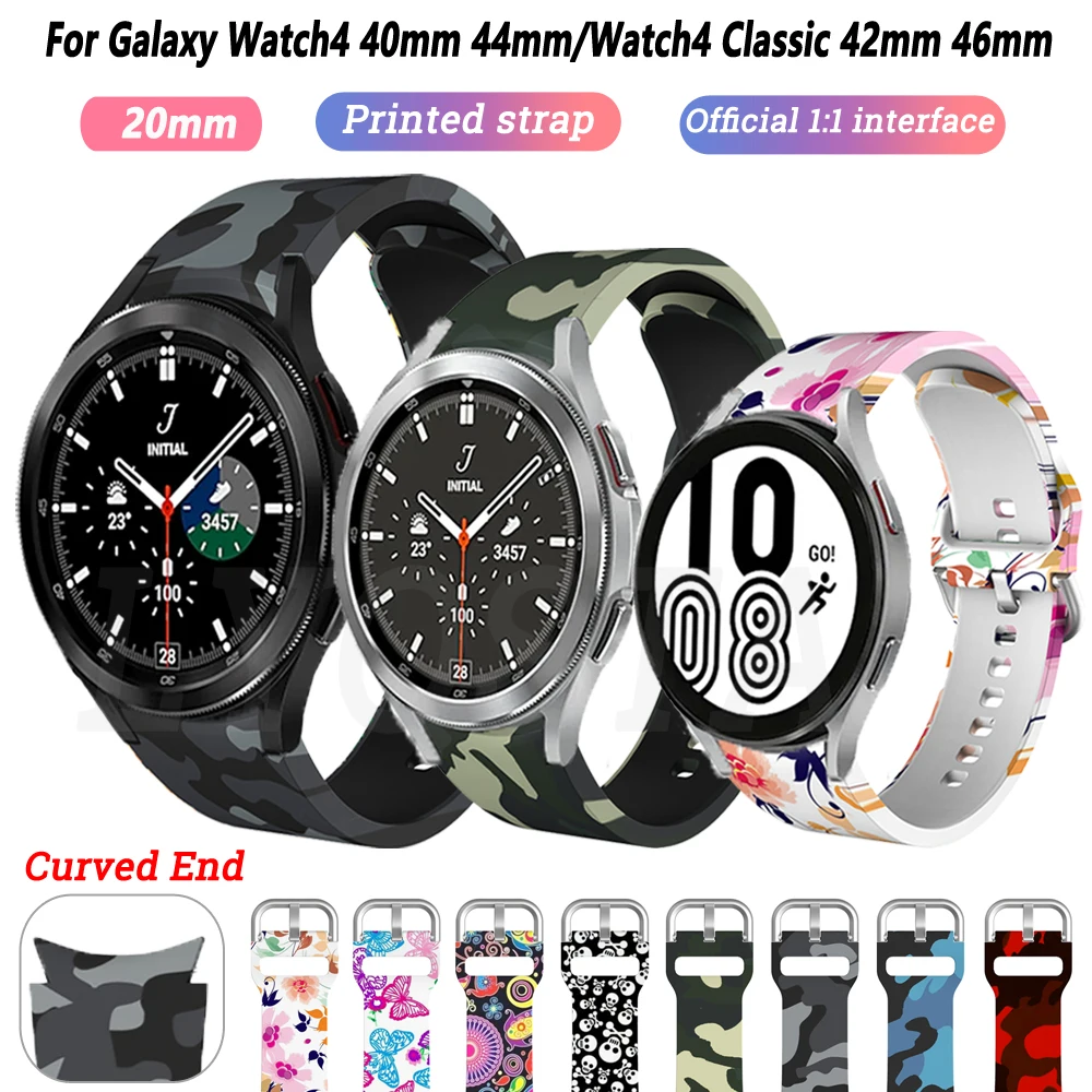 

Ремешок силиконовый для Samsung Galaxy Watch 4 Classic, браслет без зазора с изогнутым концом для наручных часов, 20 мм 42 мм 46 мм, 40 мм 44 мм