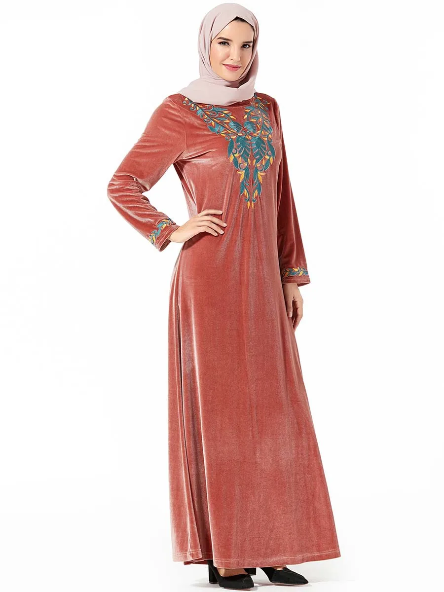 3XL 4XL зимнее бархатное мусульманское платье абайя ХИДЖАБ КАФТАН марокканский