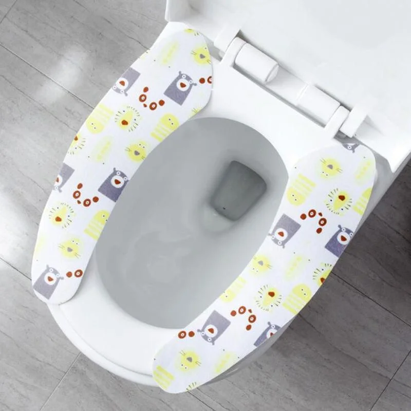 

1 Pair Toilet Seat Cover Soft WC Paste Toilet Seat Pad Washable Bathroom Warmer Seat Lid Cover Pad Closestool Sticky Seat Mat