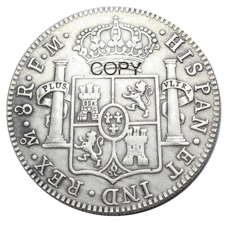 Silver Plated Copy Coins - Spain 1776 CAROLUS III DEI GRATIA 8 Reales image 2