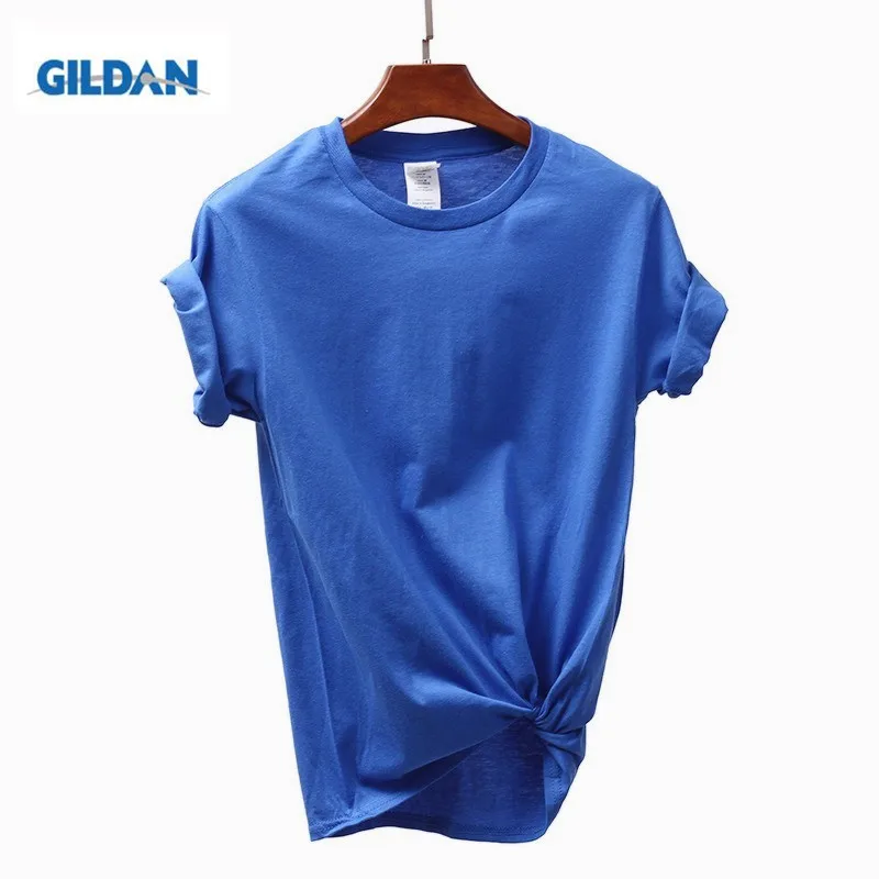 Однотонная футболка GILDAN черно-белая из 100% хлопка летняя для скейтборда девушек