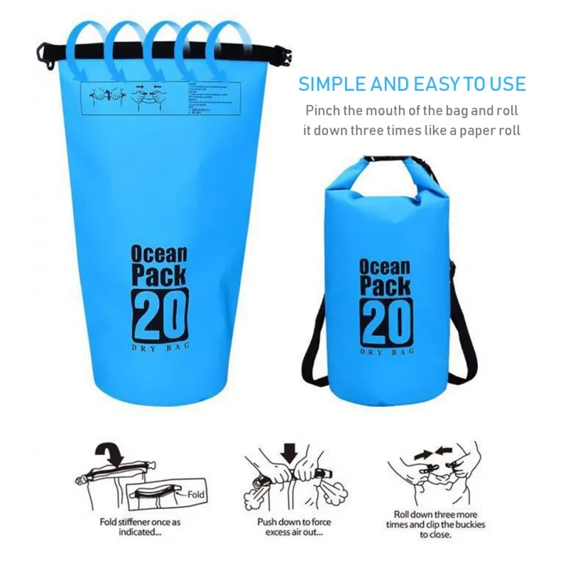 

Water Resistant Dry Bag with Backpack Strap Waterproof Outdoor Sack Storage Pack Bucket Pouch for Swimming Kayaking Water Sports