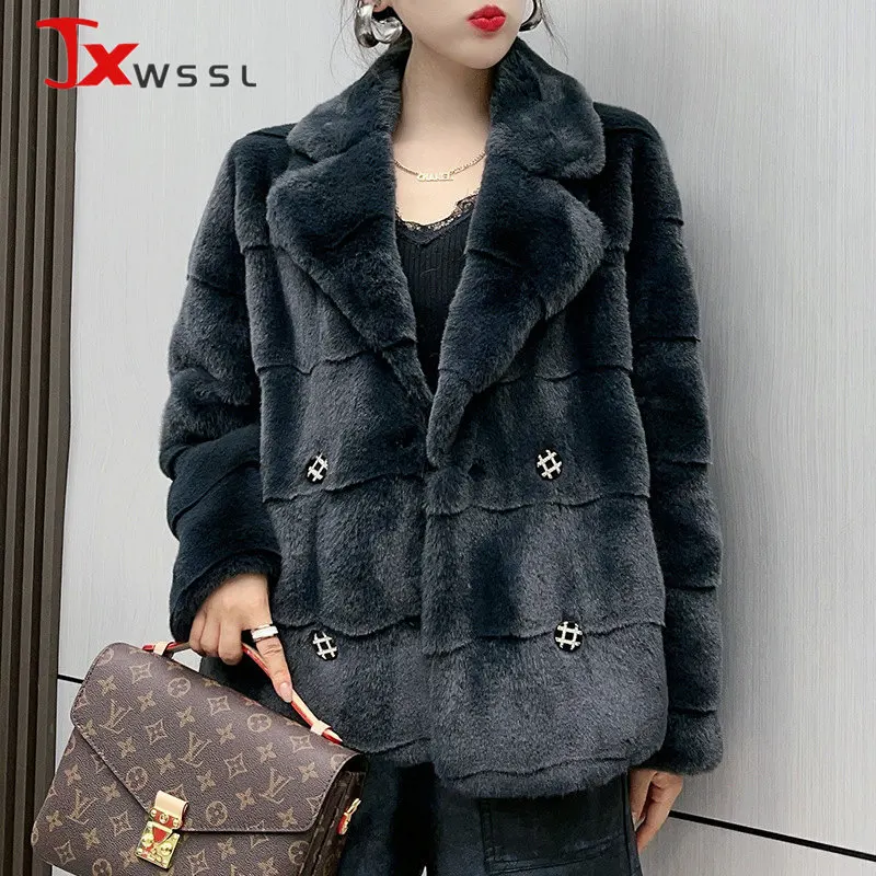 Зимняя женская одежда модное экологически чистое пальто из искусственного меха