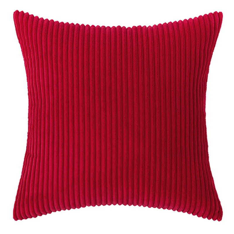 

Inyahome Red Pillow Covers 18x18inch Super Soft Decorative Striped Corduroy Mustard Throw Pillows for Couch Bed Sofa Pillowcase