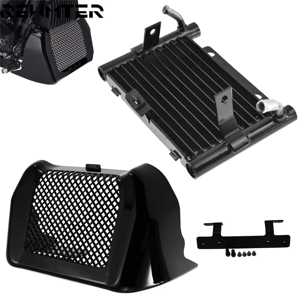 

Motorcycle Oil Cooler Cover Repalcement Radiator Water Tank Black/Chrome Kit For Harley Touring Street Glide Road King FLHR FLHX