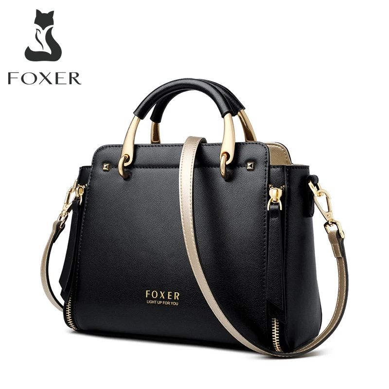 

FOXER Handbag Women Purse Chic Totes Female Split Leather Shoulder Bags Large Capacity Handbags Stylish Messenger Bags 928019F
