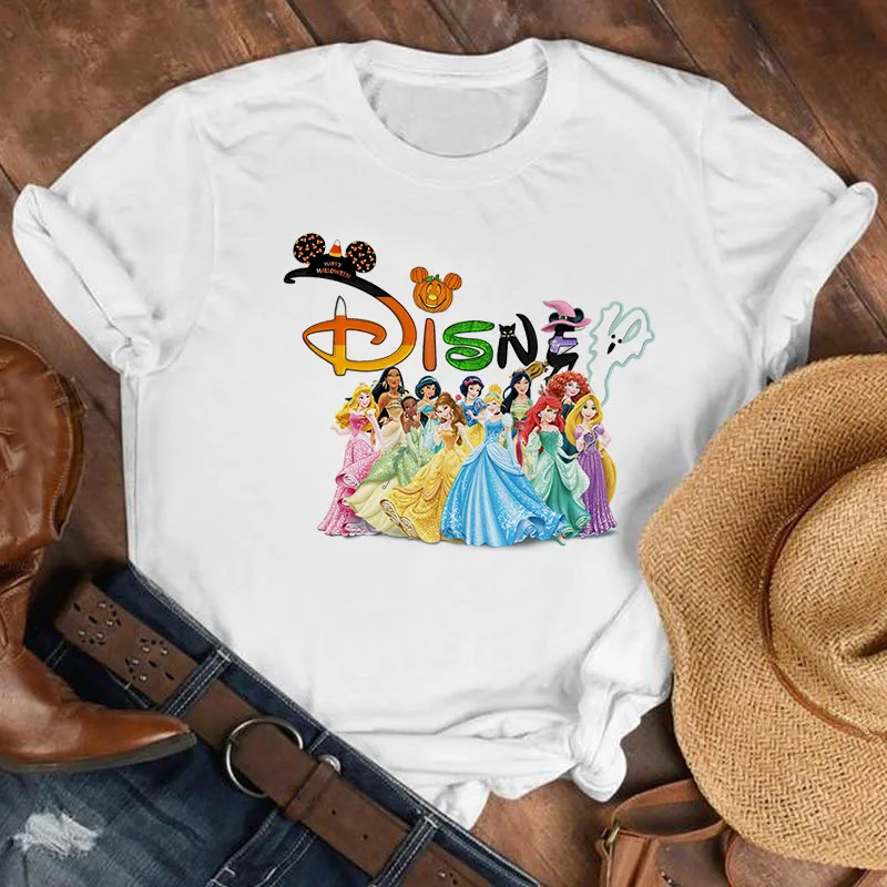 

Kawaii Disney Princesses Aesthetic T Shirt Women White Cute Graphic Tees New Summer Fashion Anime Short Sleeve T-shirts Female