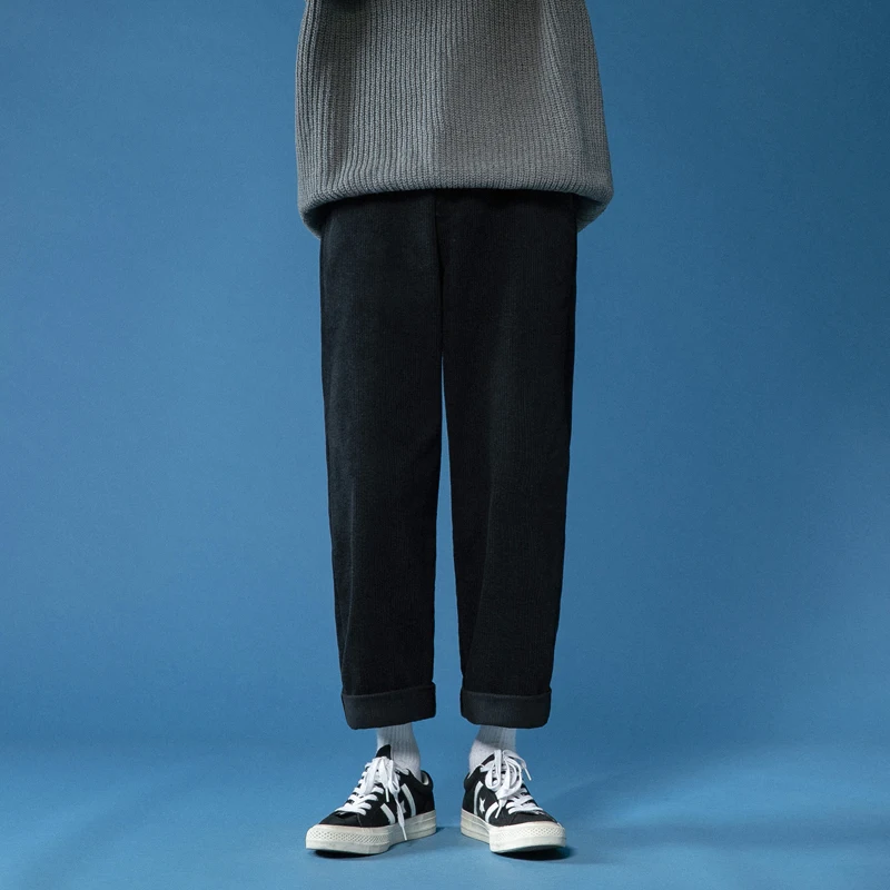 Зимние плотные вельветовые брюки мужские Модные хлопковые повседневные Мужская