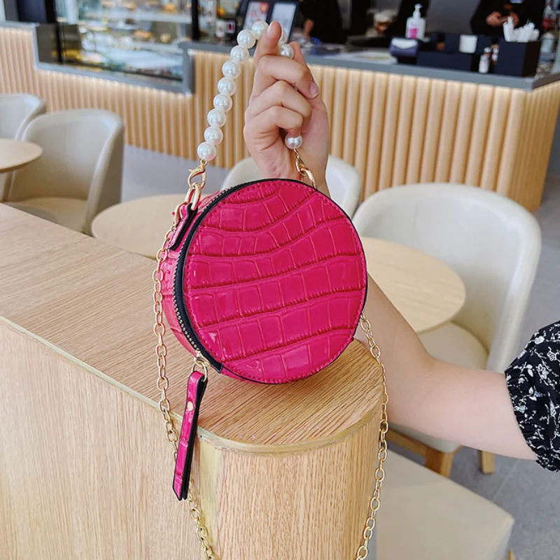 Children Mini Bags 2022 New Girl Princess Fashion Baby Cute Small Messenger Handbag Coin Purse with Pearl