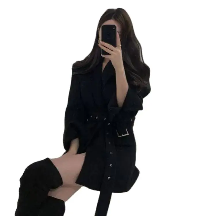 

New Small Suit Woolen Coat Fashion All-match Short Double-Sided Duffle Coat short wool coat Wool Blends overcoat jacket