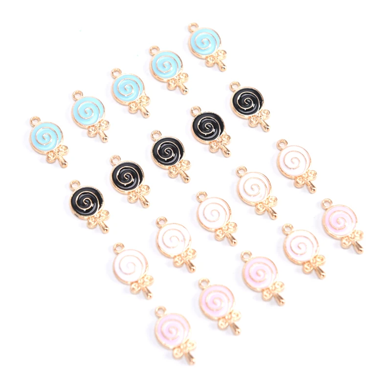 10 шт./лот эмаль леденец конфеты подвески металлические из сплава милые леденцы