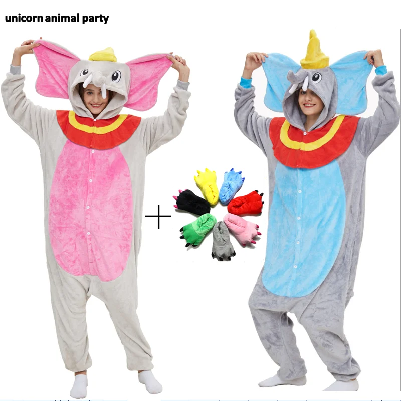 Кигуруми комбинезоны косплей розовый серый Дамбо Взрослый Аниме Костюм Пижама