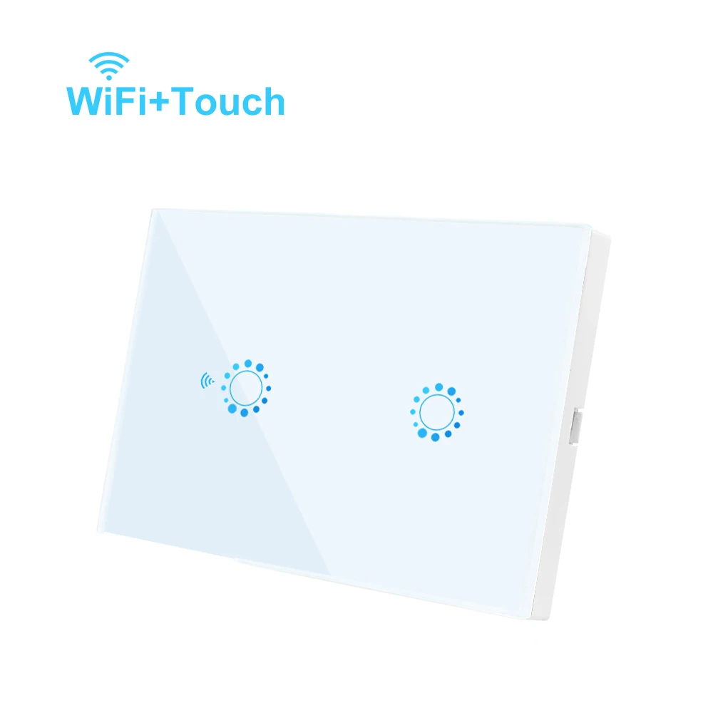 White 2 gang Интеллектуальный Wi-Fi приложение дистанционное управление переключатель работать с Alexa Google Home стандарт США AC90V-250V синхронизация сенсорный переключатель 3 банды 1 способ - Цвет: White 2 gang