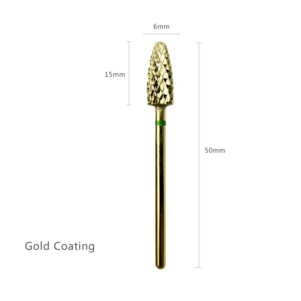 Конические карбидные сверла для ногтей HYTOOS с золотым покрытием 3/32 дюйма