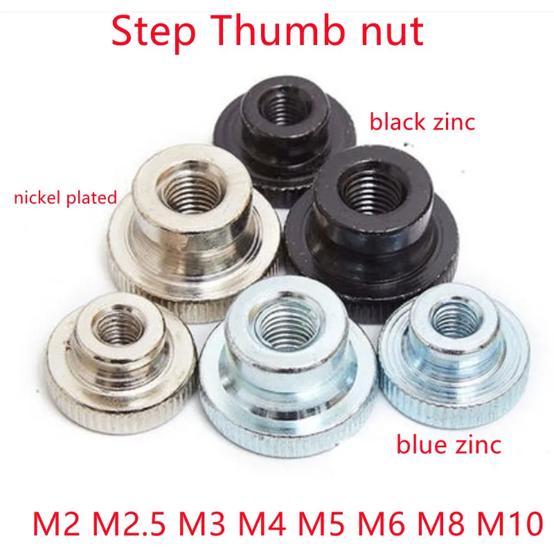 

2-10pcs M2 M2.5 M3 M4 M5 M6 M8 M10 GB806 black/ nickel/ zinc plated Knurled step Thumb Nut Iinstrument Hand Tighten Nut