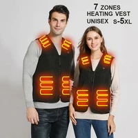 7 areas heated vest men women autumn winter smart heating jackets unisex electrical usb heating vest sleeveless camping v neck