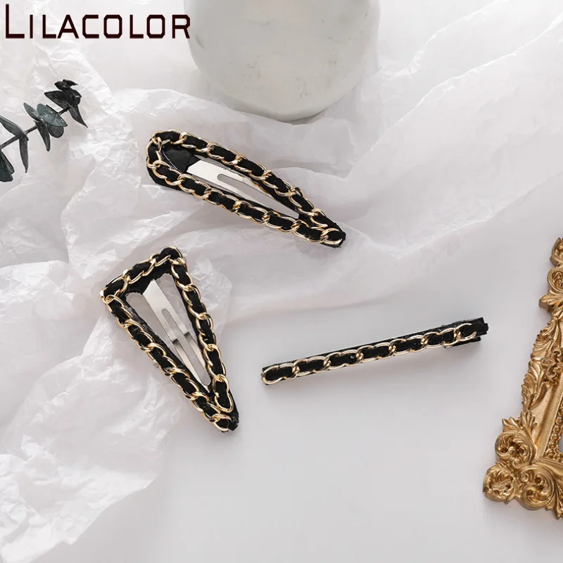 Темпераментная металлическая цепочка простая ВВ заколка красная для волос