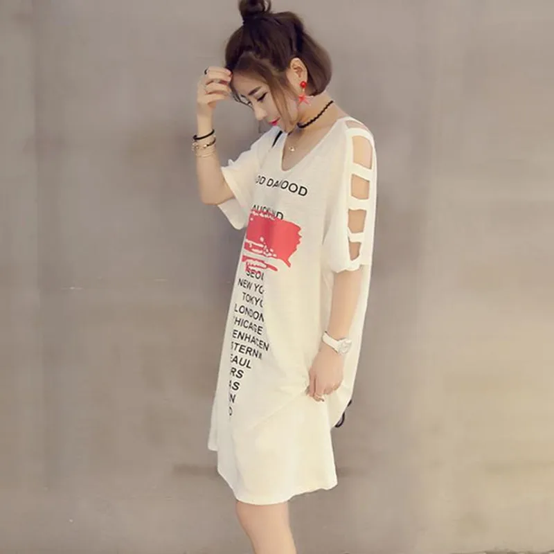 

Spring, summer and autumn clothes new dress women's shoulder drain Korean Short Sleeve printed women's T-shirt women cloth wear