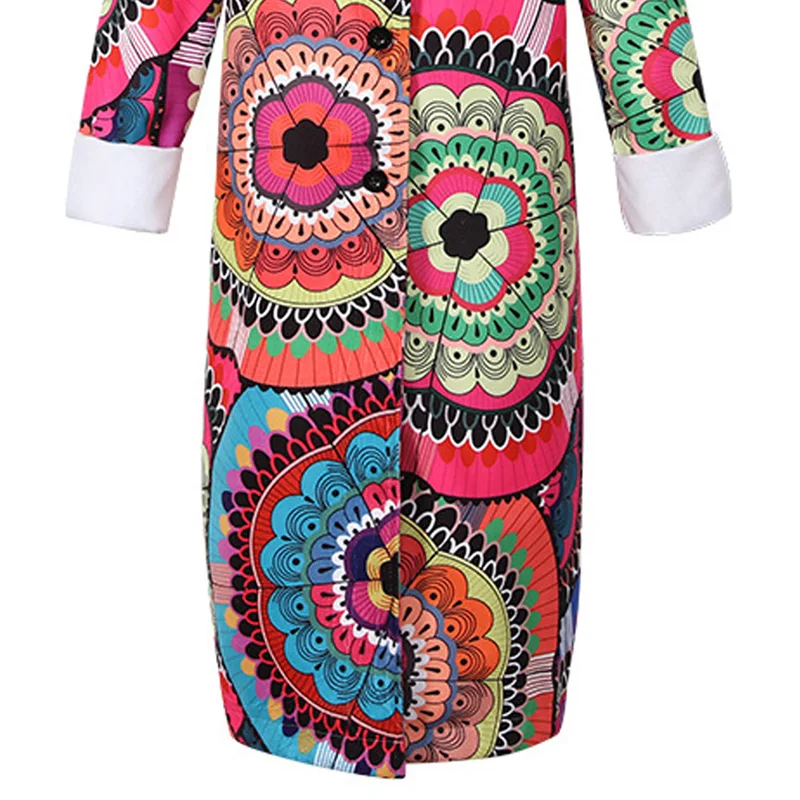 

Autumn Women's Windbreaker Blends Casual Oversize Vintage Fashion Print Coat Plus Size Outwear sobretudo feminino