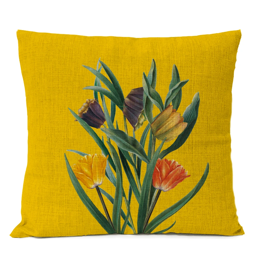 

Watercolor Floral Rose Pillow Cover Red Flower Linen Pillow Case Sofa Cushions Home Decorative Throw Pillow