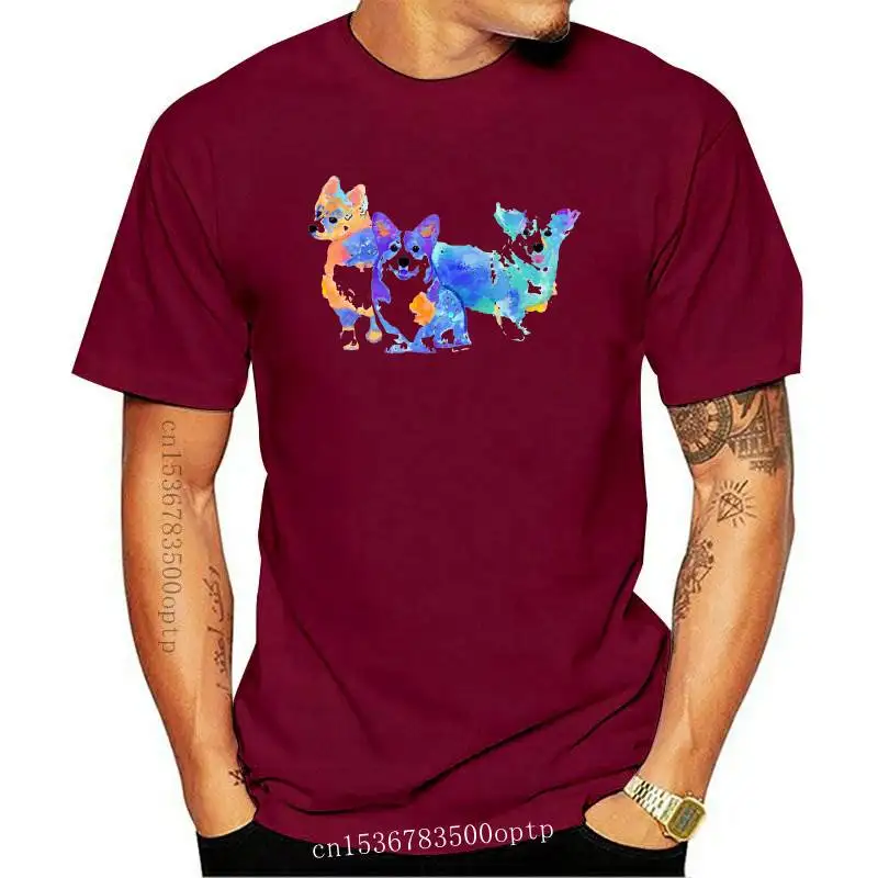 

New Three Amigos Corgi watercolor pet portrait T-Shirt Summer Women T-Shirt 2021 Cute Dog Print Girl White Tops Women Casual Tee