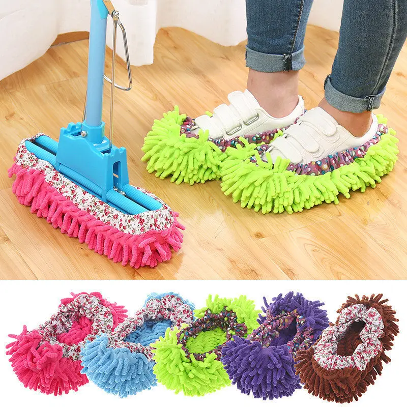 

1-4PCS Shoes Cover Mop Home Floor Cleaning Slipper Chenille Micro Fiber Shoes Covers Drag Mop Micro Velvet Shoes Clearn Cloth U3