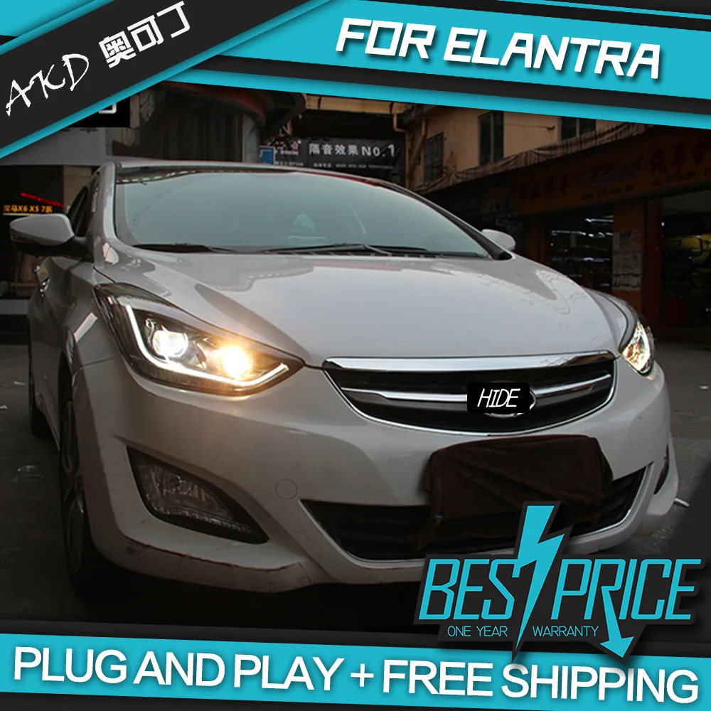 Автомобильный Стильный чехол для фары для автомобиля Hyundai Elantra 2011- Elantra светодиодный фонарь светодиодный DRL H7 D2H Hid Angel Eye Bi Xenon
