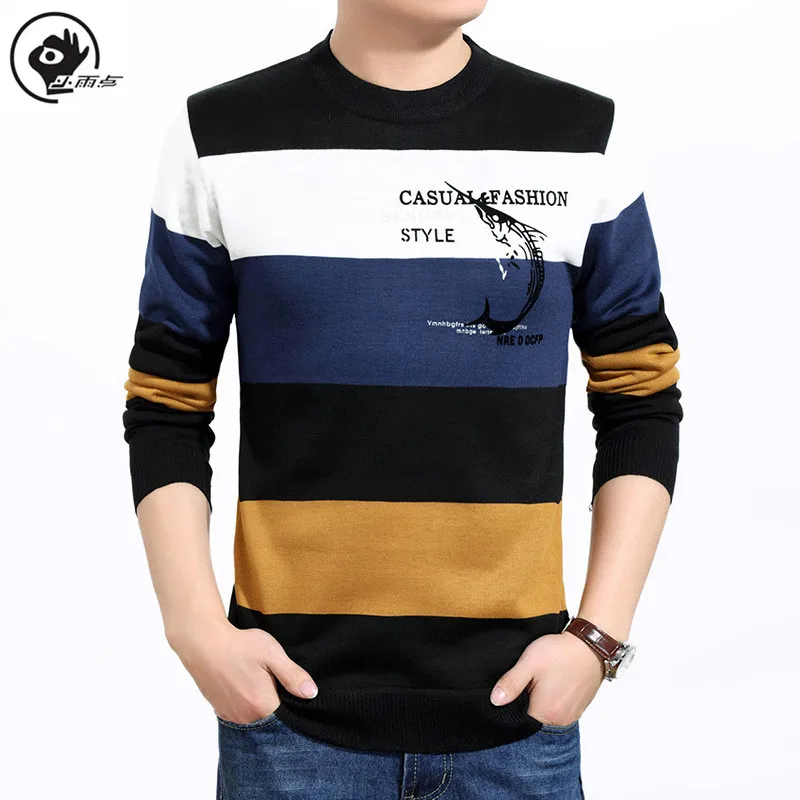 Маленькие капли дождя мужские свитера весна осень облегающие вязанные тонкие в