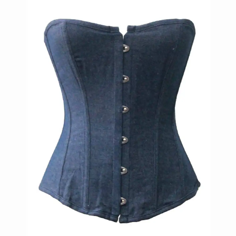 Синие джинсовые стальные пряжки пластиковые костяные джинсы ткань Overbust