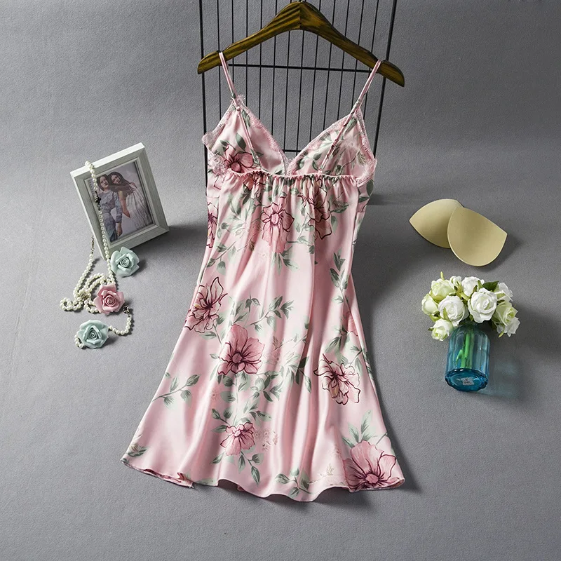 Сексуальное женское платье-Пижама с v-образным вырезом ночная рубашка на